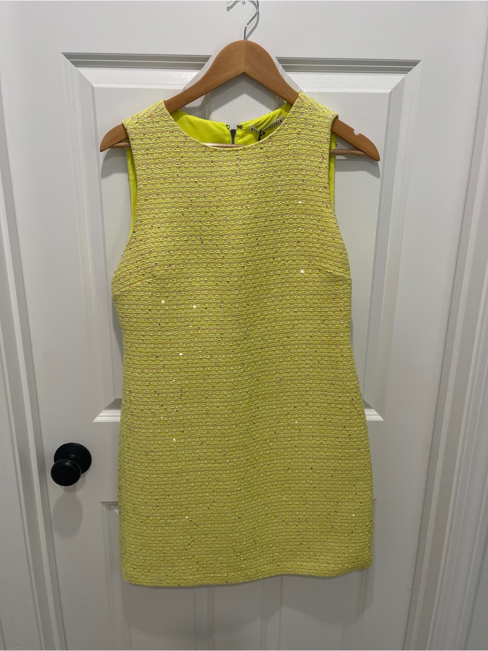 Alice + Olivia Neon Yellow Textured Mini Dress